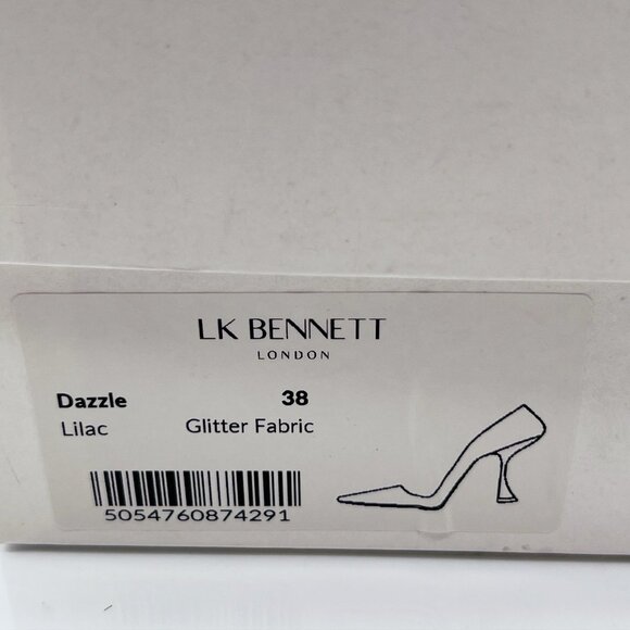 LK Bennett Dazzle Glitter Lilac Fabric Pointed Toe Flared Heel Pumps EU 38 US 8 - Picture 13 of 13